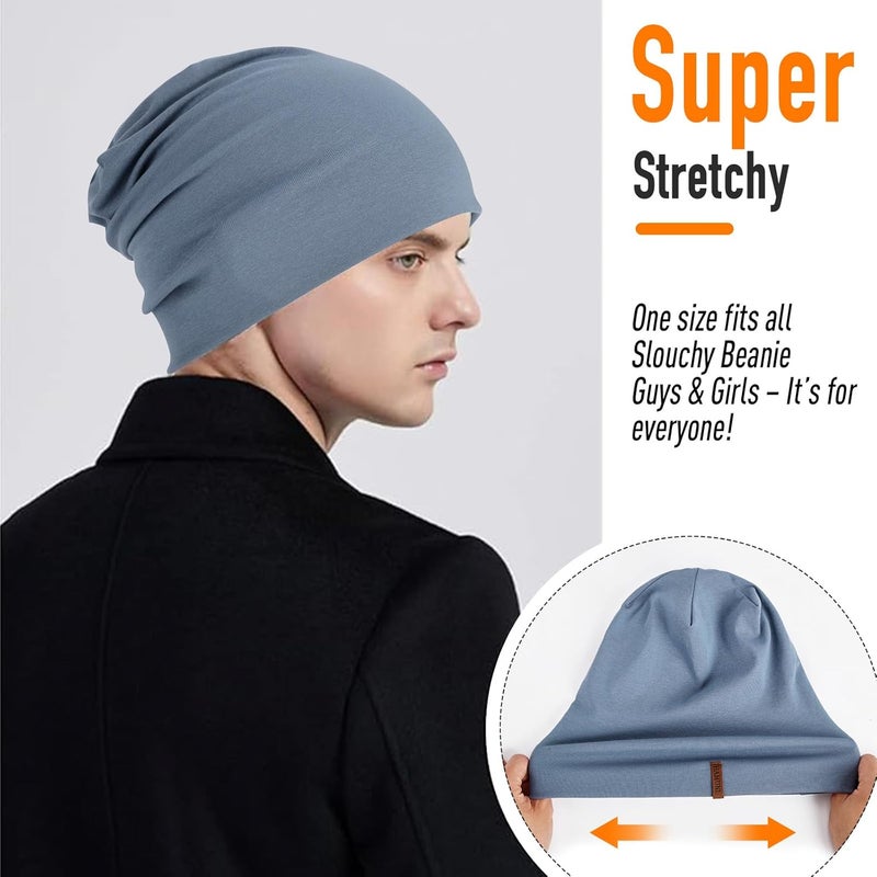 HAMUNI Slouchy Beanie for Women Cotton Beanies Hats Men Lightweight Soft Chemo Headwear Warm Skull Cap for All Seasons - Image 3
